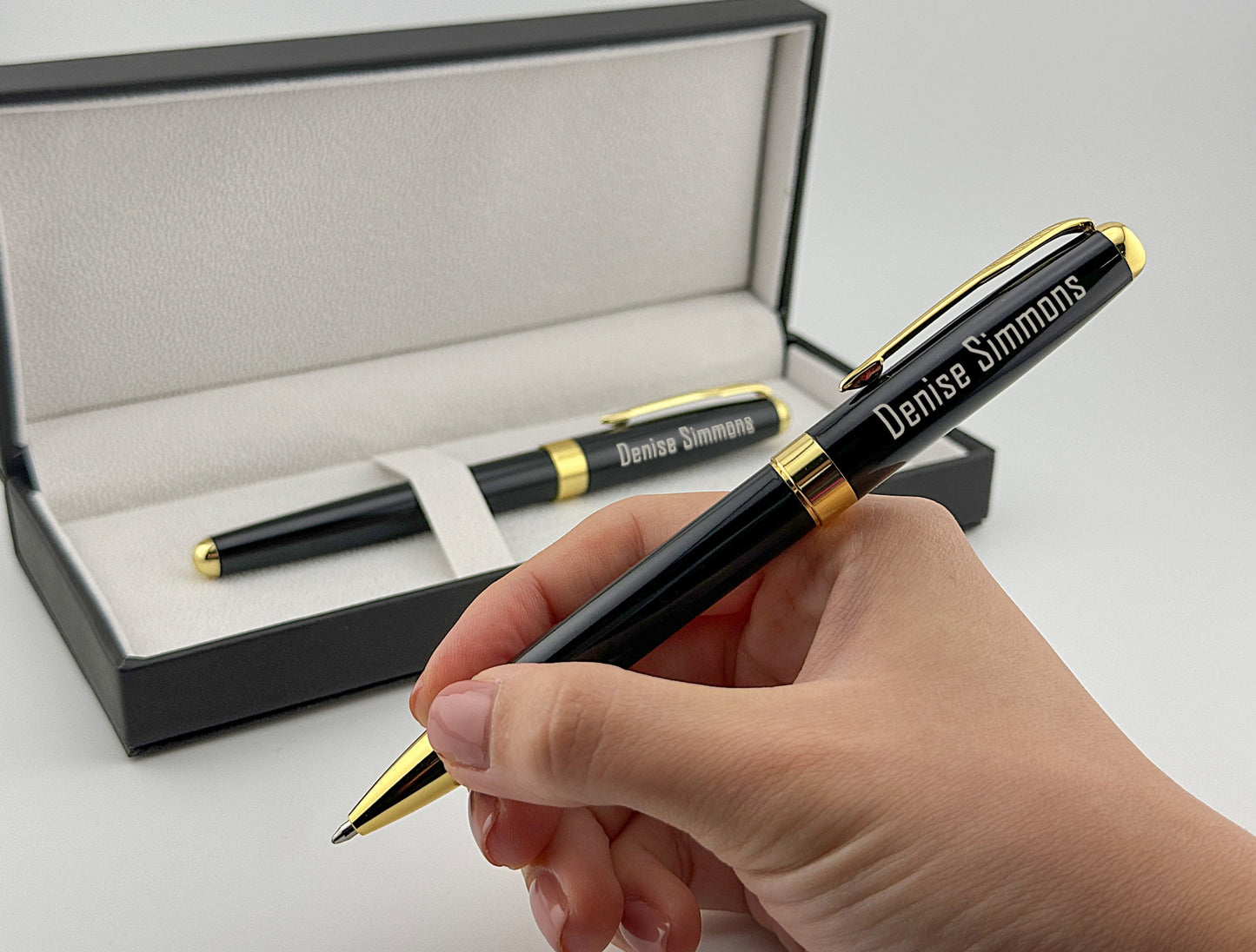 Custom Engraved Rollerball and Ballpoint Pens Set in Personalized PU Leather Box