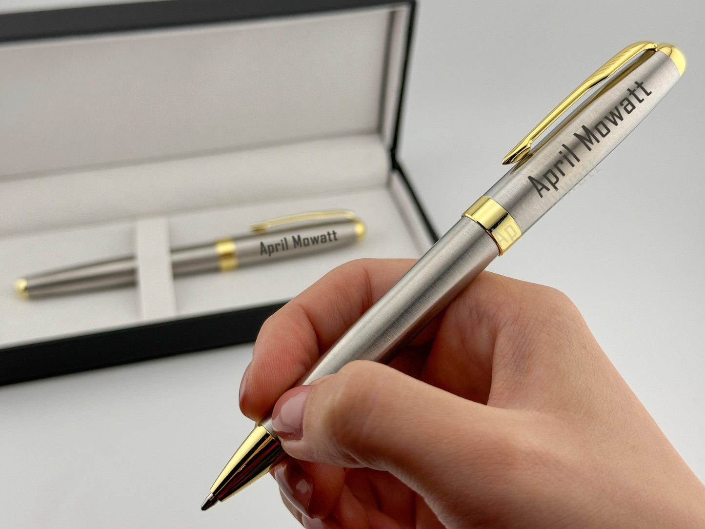 Custom Engraved Rollerball and Ballpoint Pens Set in Personalized PU Leather Box