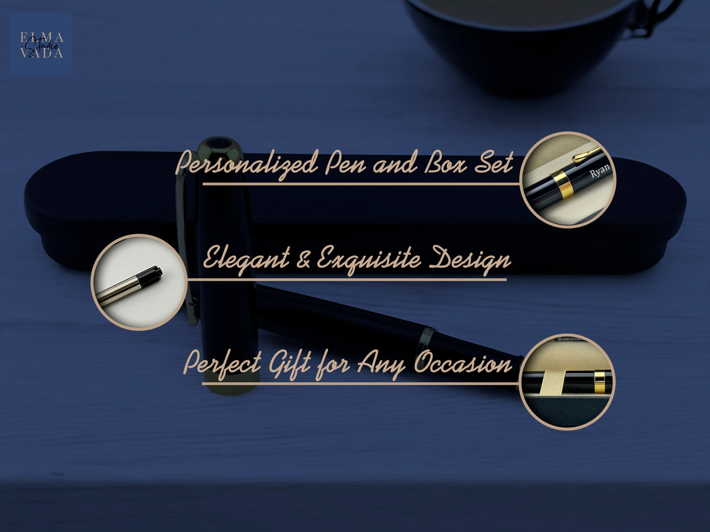 Custom Engraved Roller Pen in Metal Box