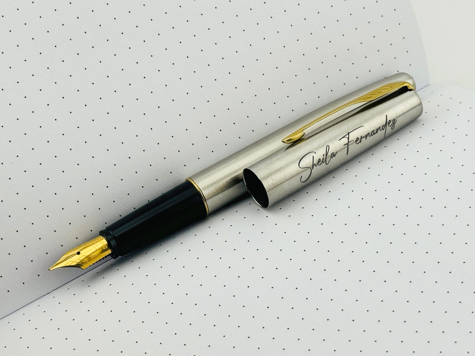 Custom Engraved Parker Fountain Pen in Personalized Tin Box