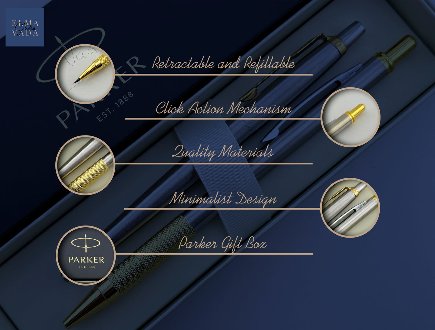 Custom Engraved Parker Jotter Pen and Mechanical Pencil Set in Parker Cardboard Box