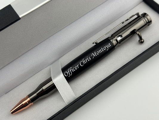Engraved Bolt Action Pen – Custom Police Academy Graduation Gift