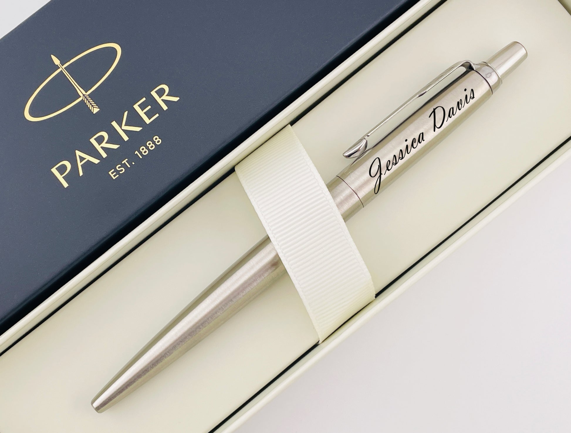 Custom Engraved Parker Jotter Pen in Black Parker Cardboard Box