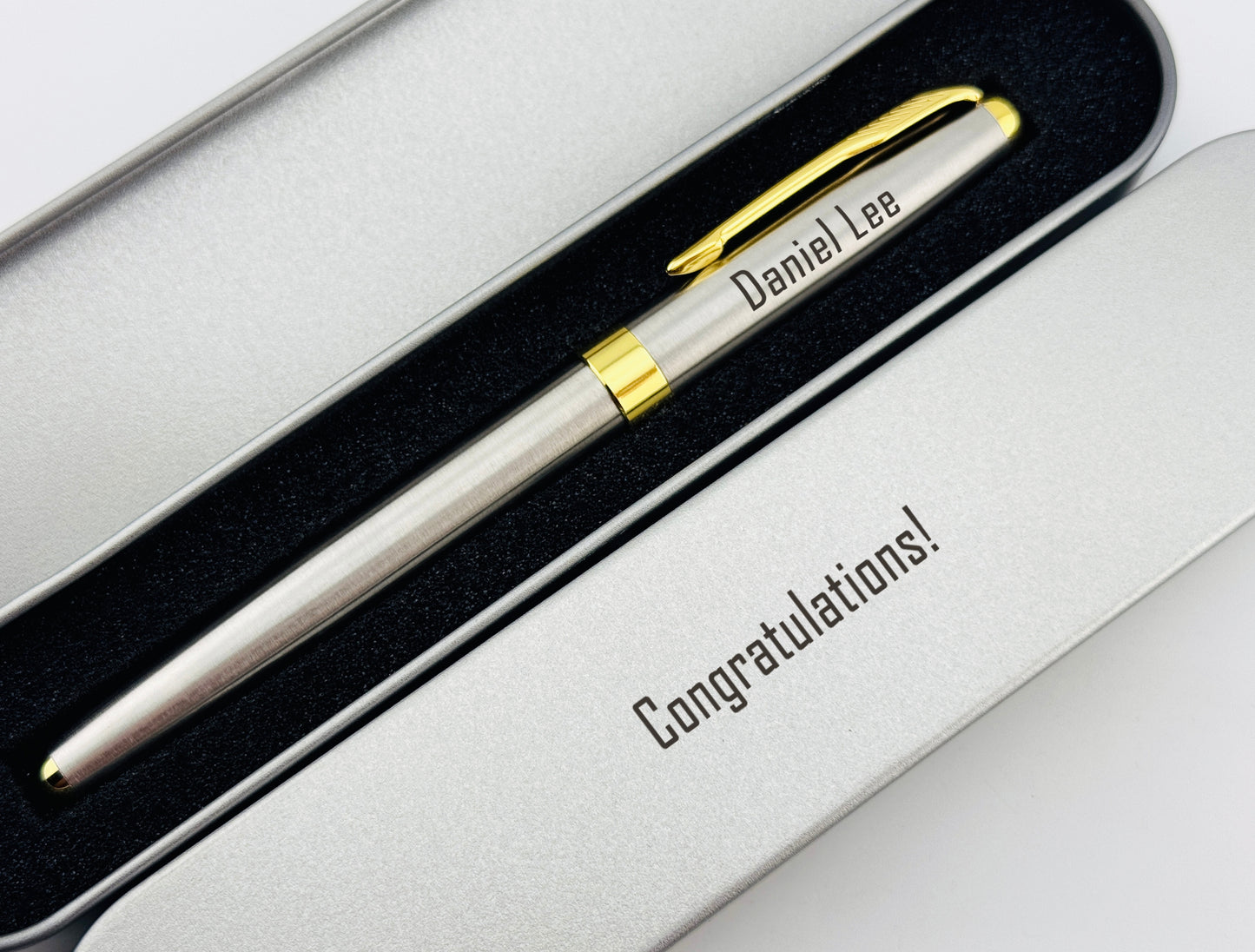 Custom Engraved Roller Pen in Metal Box 