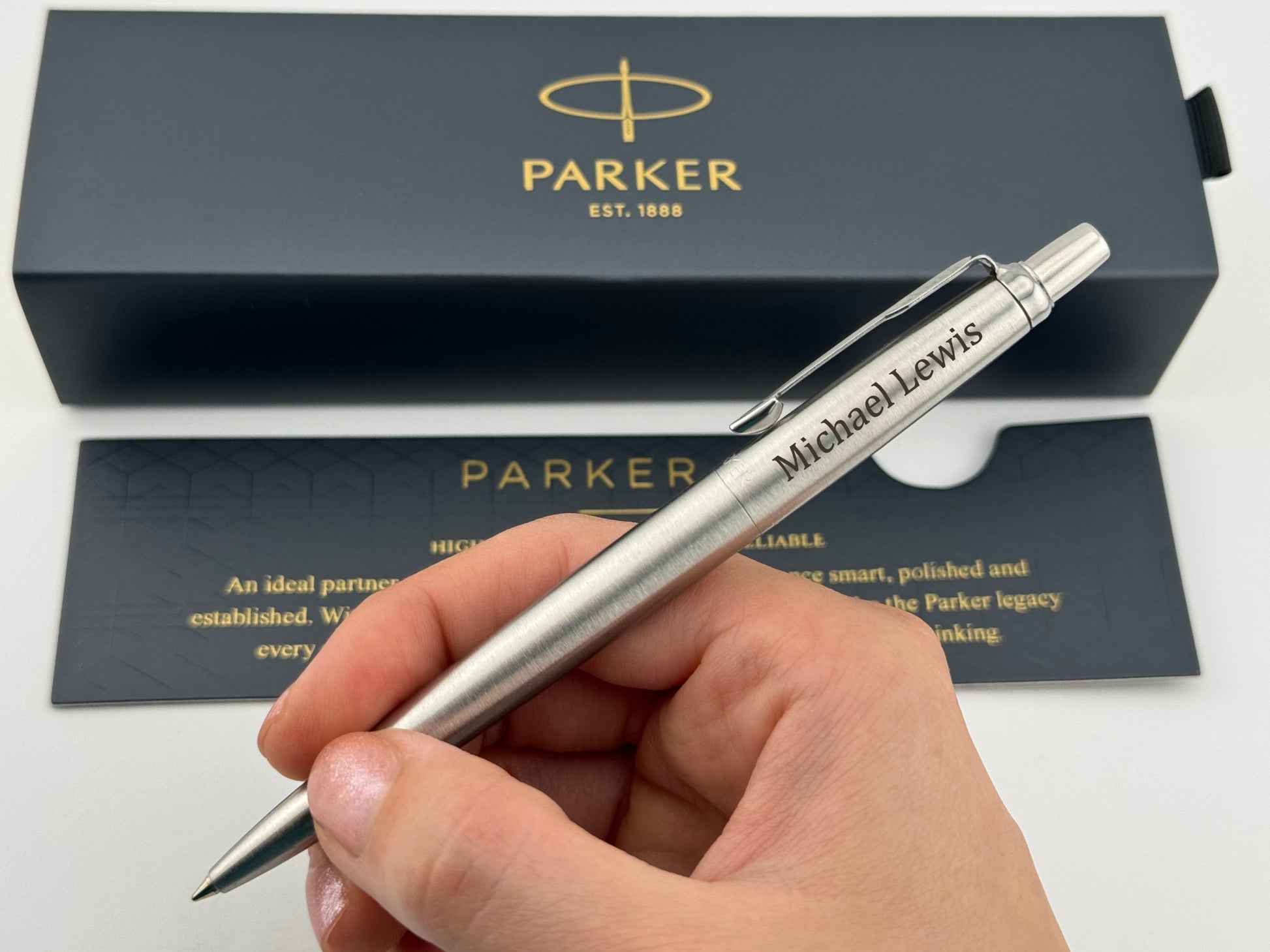 Custom Engraved Parker Jotter Pen in Parker Cardboard Box