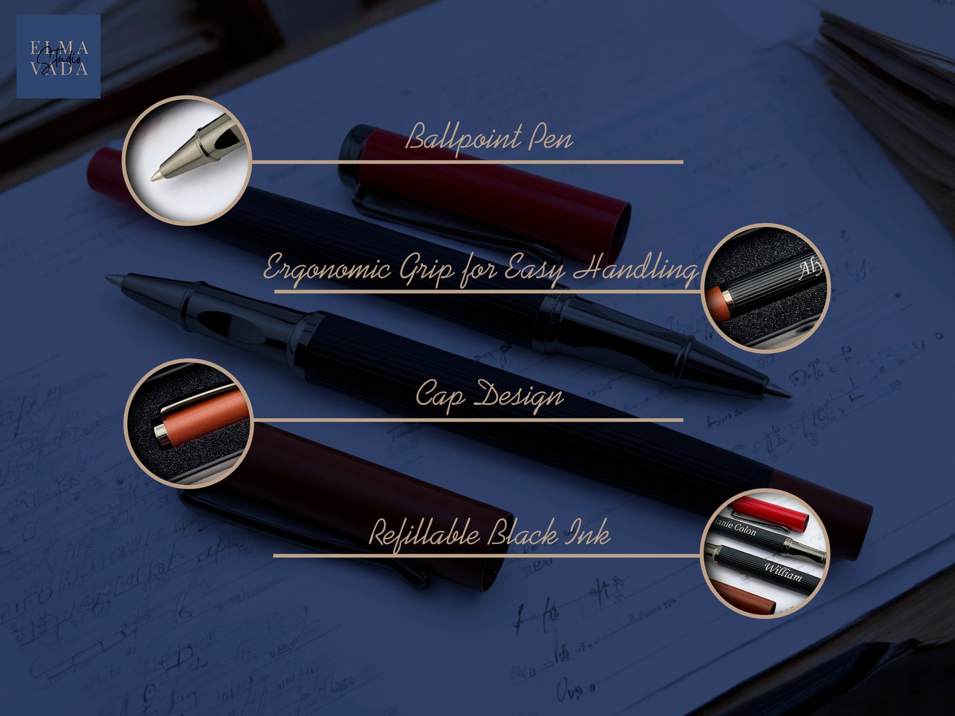Custom Engraved Roller Pen in Customized Tin Box 