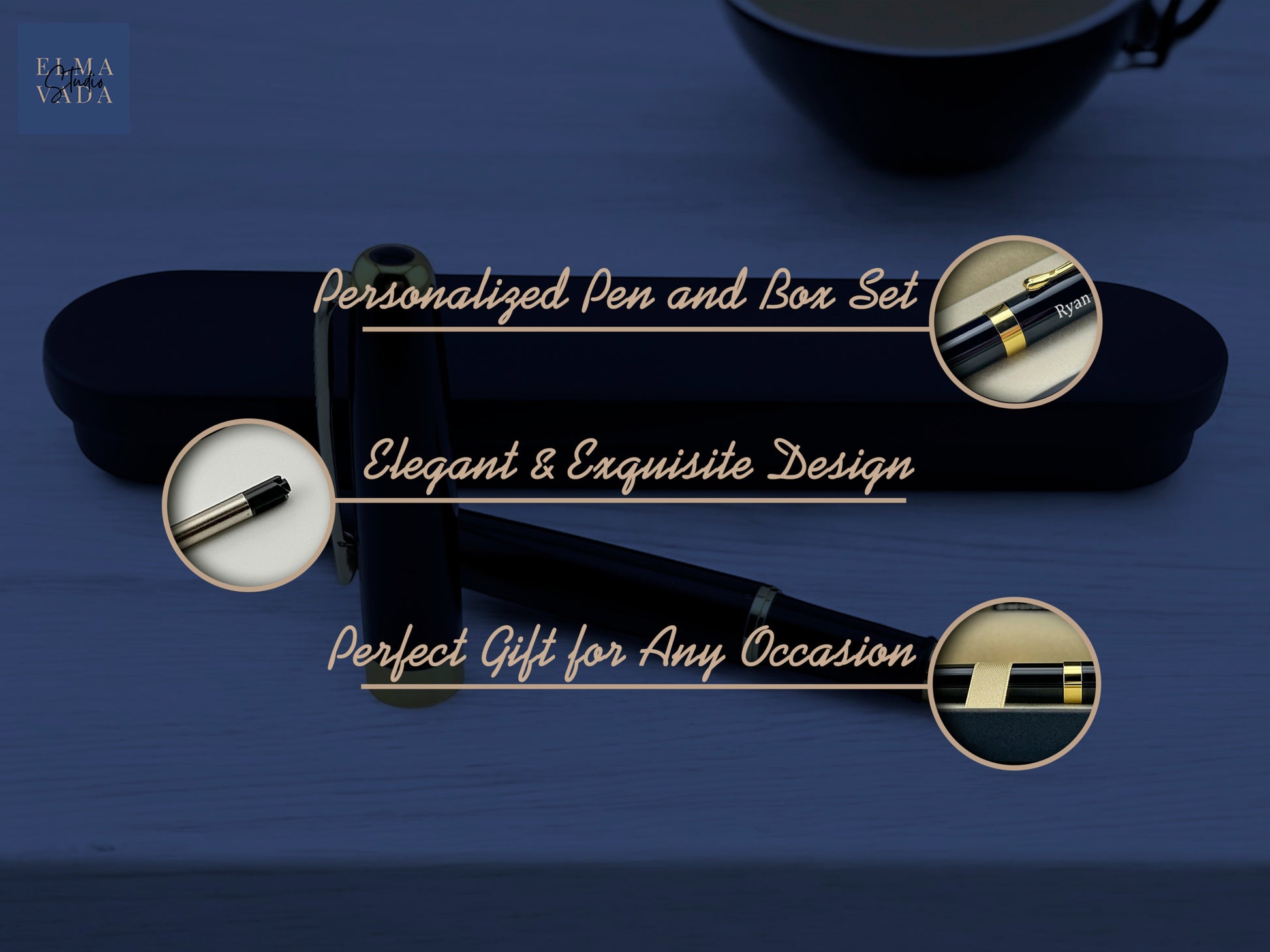 Custom Engraved Roller Pen in Metal Box 
