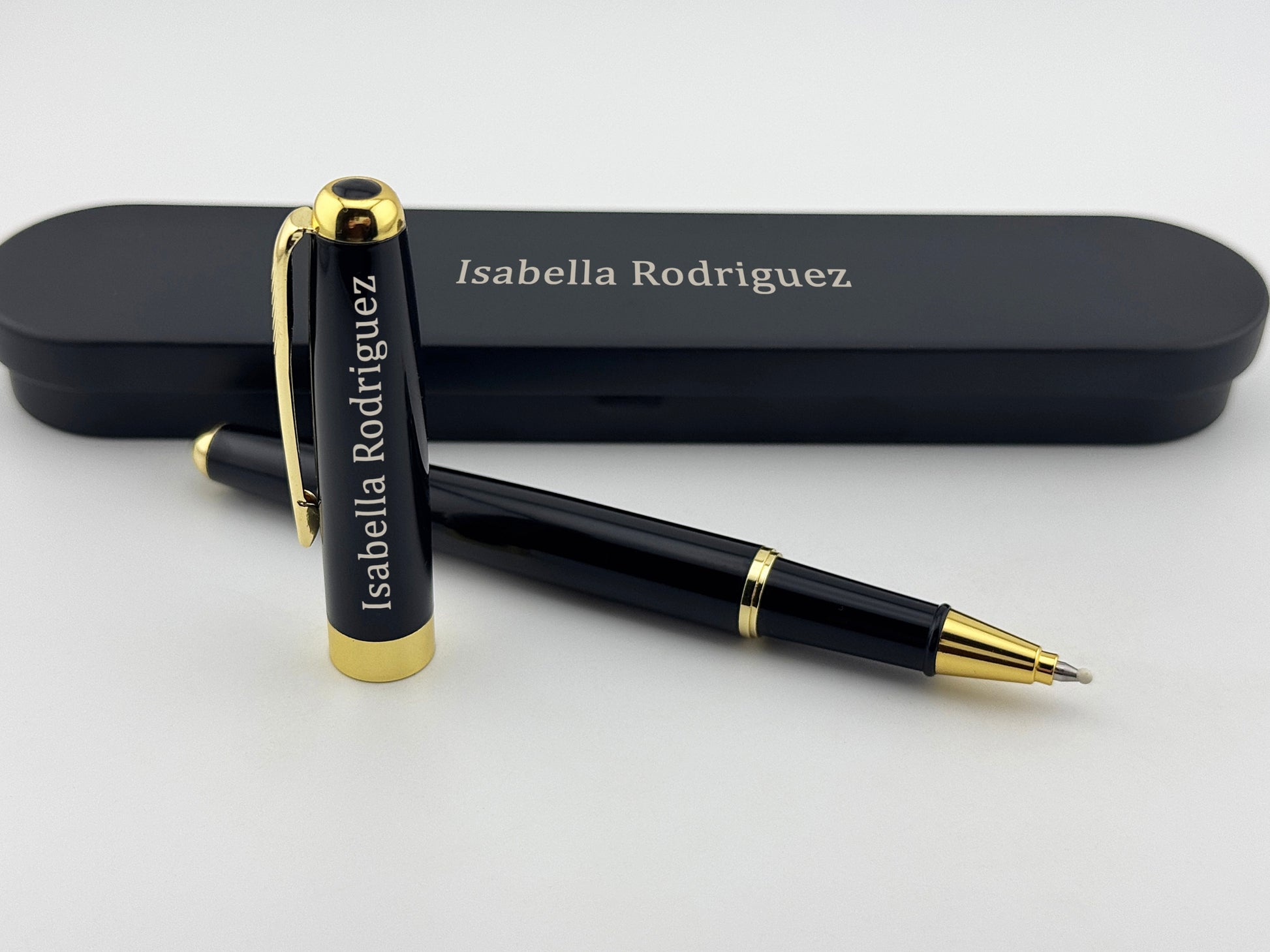 Custom Engraved Roller Pen in Metal Box 
