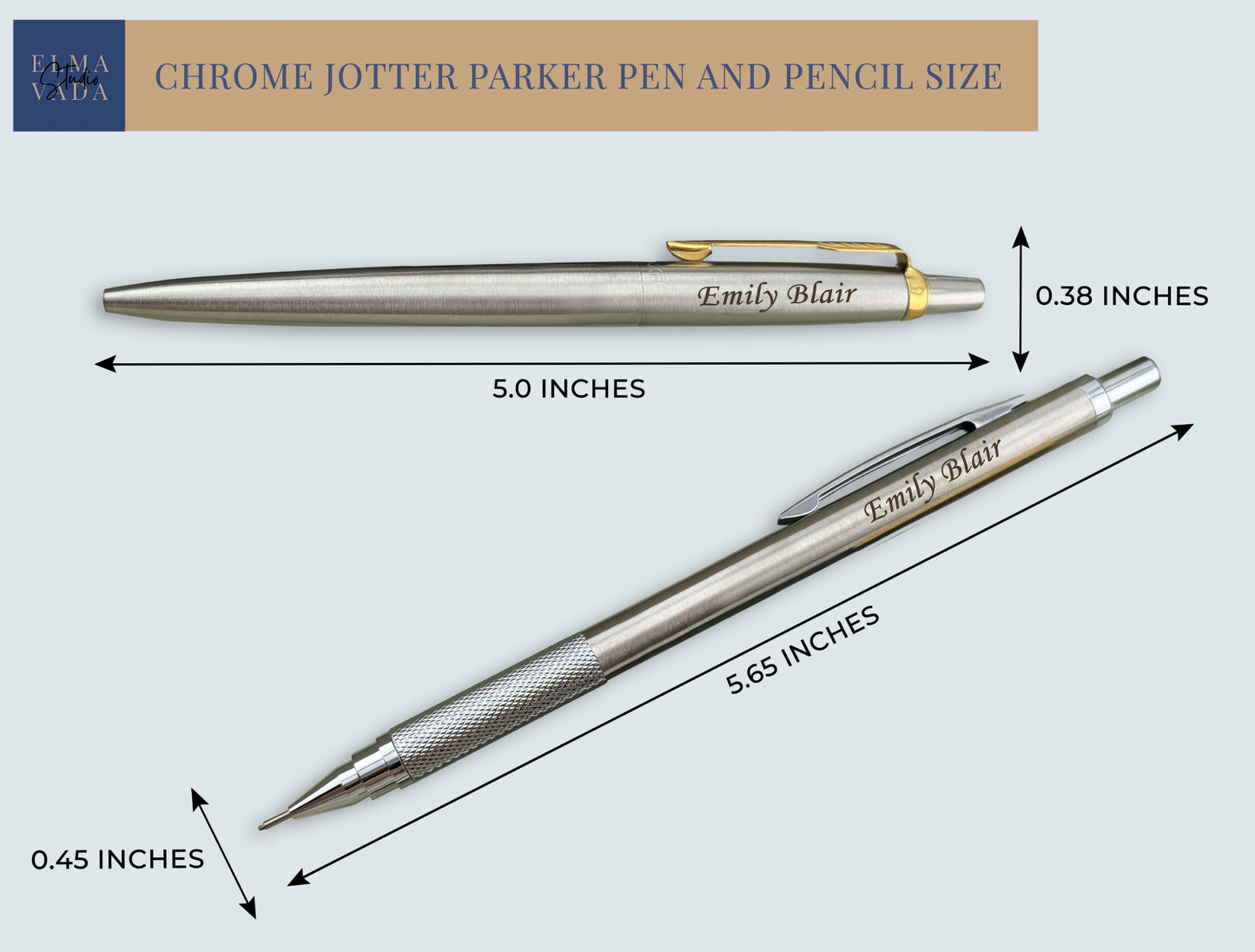 Custom Engraved Parker Jotter Pen and Mechanical Pencil Set in Parker Cardboard Box