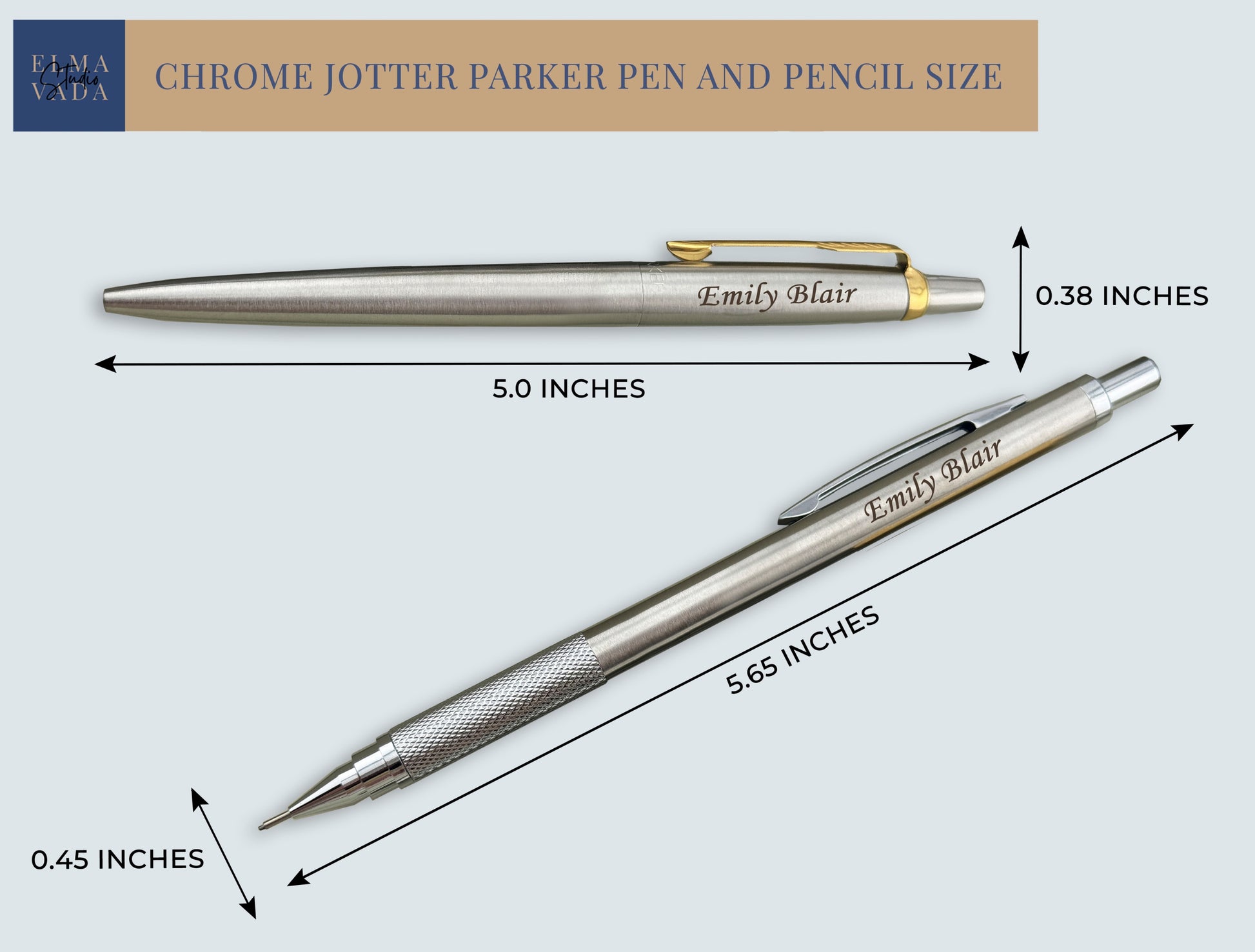 Custom Engraved Parker Jotter Pen and Mechanical Pencil Set in Parker Cardboard Box