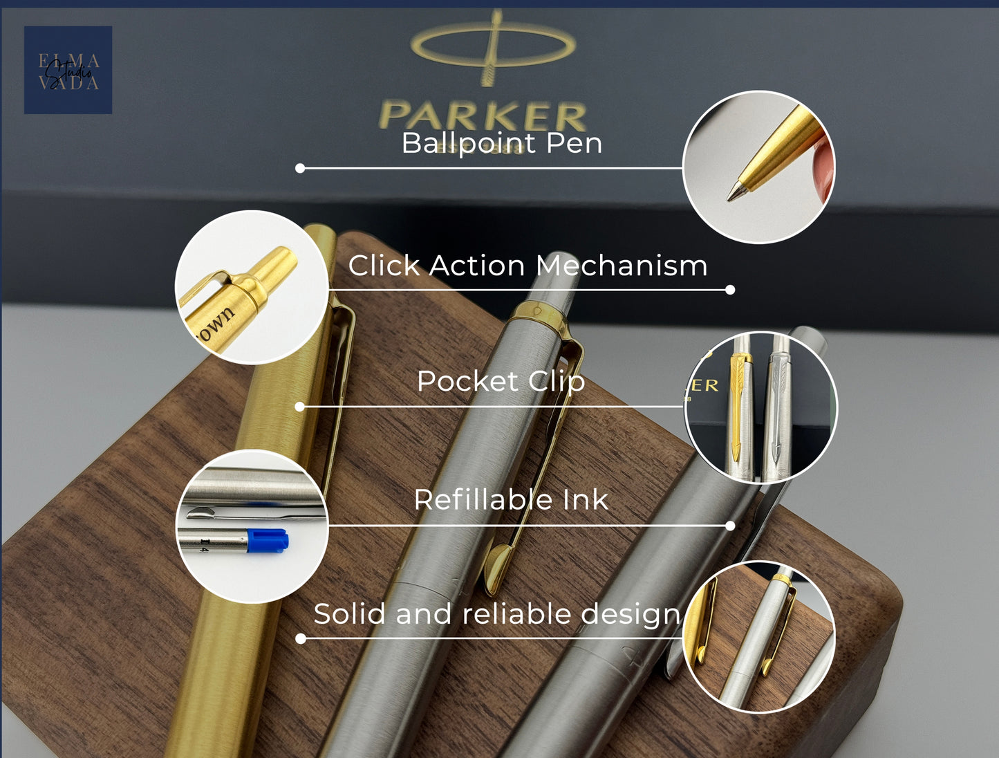 Custom Engraved Parker Jotter Pen in Black Parker Cardboard Box