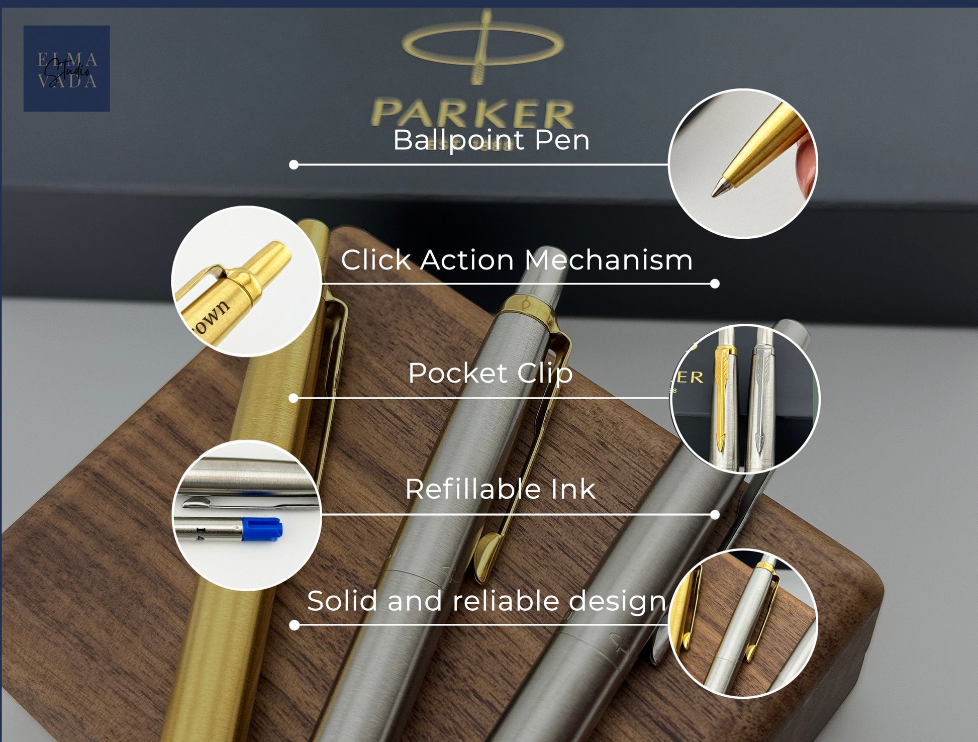 Custom Engraved Parker Jotter Pen in Black Parker Cardboard Box
