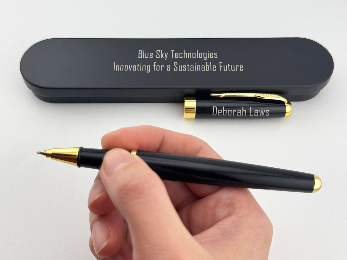 Custom Engraved Roller Pen in Metal Box 