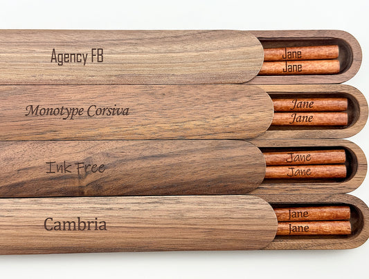 Custom Engraved Walnut Wood Chopsticks in Box 