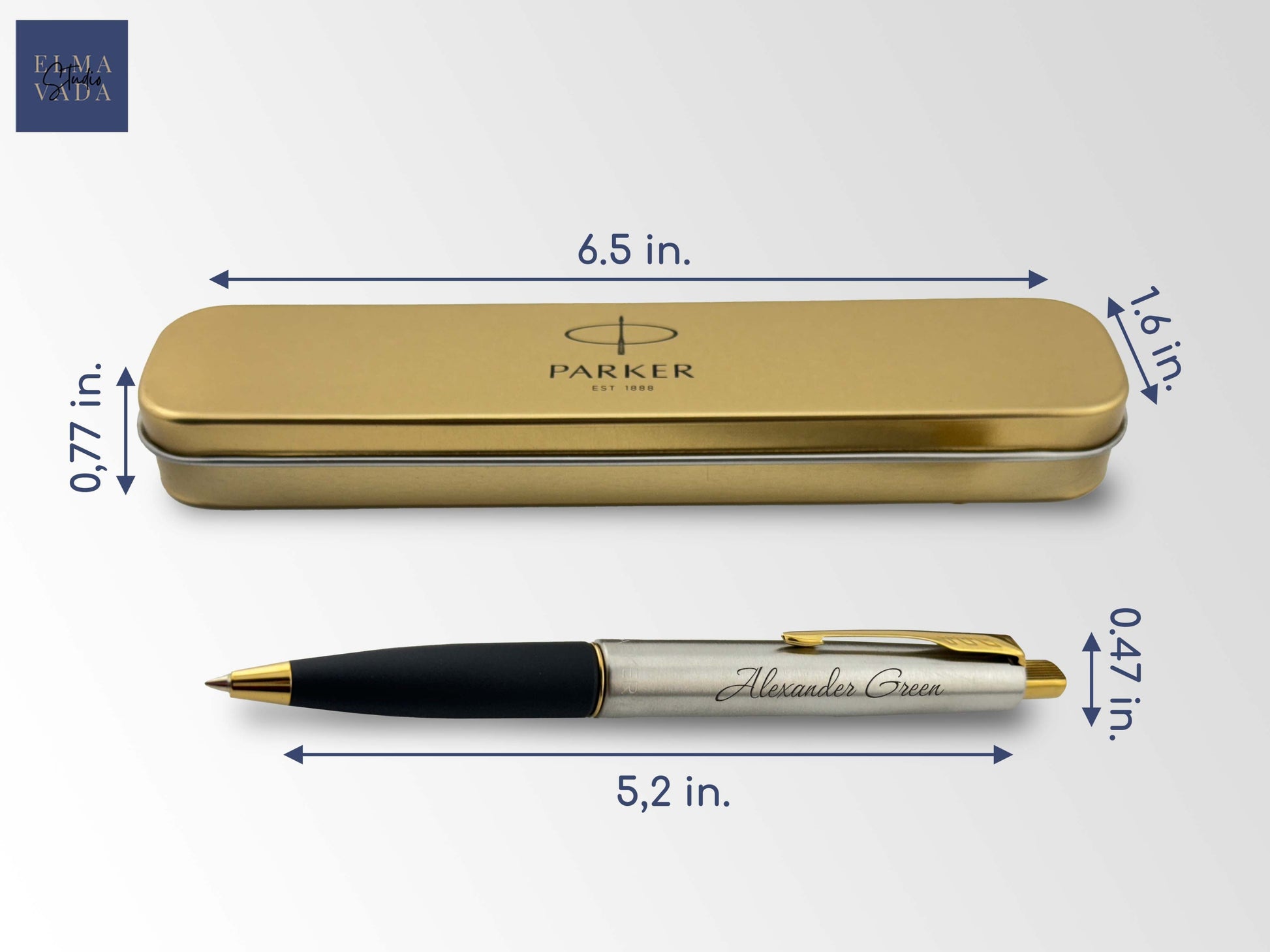 Custom Engraved Parker Frontier Ballpoint Pen in Personalized Tin Box