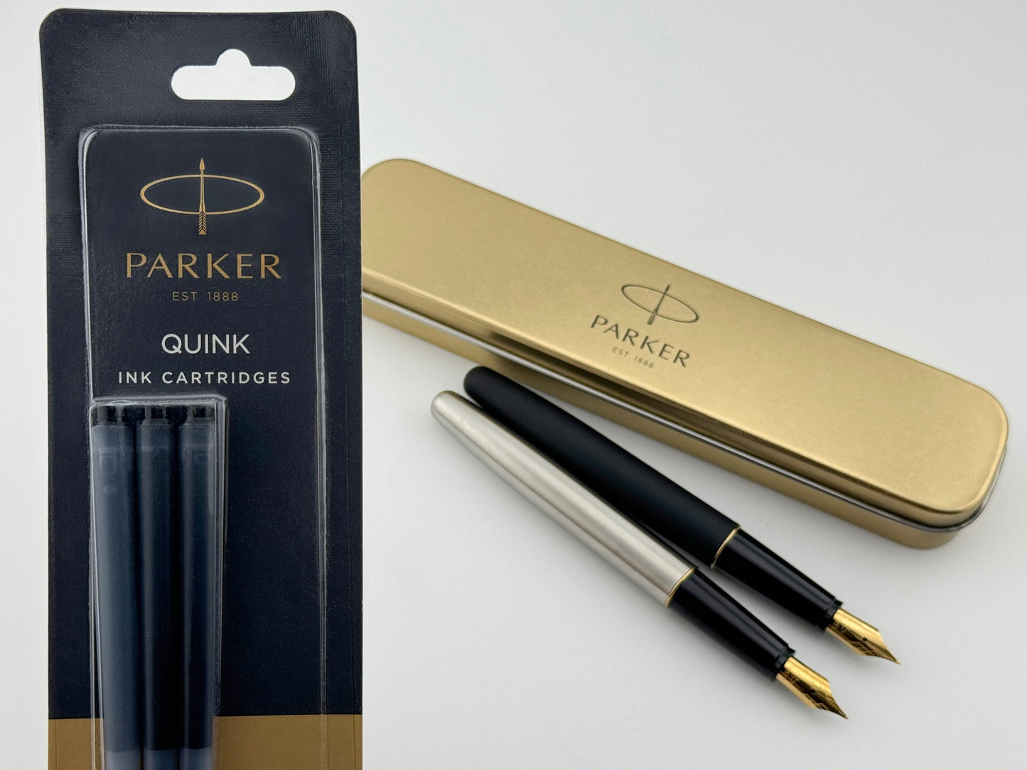 Custom Engraved Parker Fountain Pen in Personalized Tin Box 