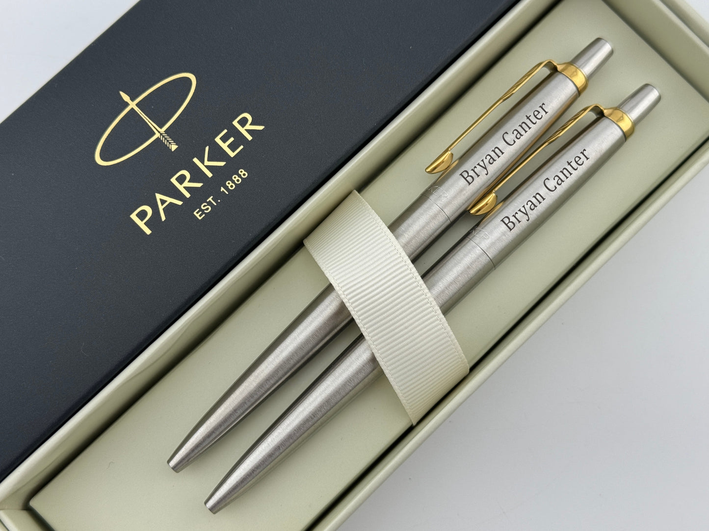 Custom Engraved Parker Jotter Pen Set in Parker Cardboard Box 