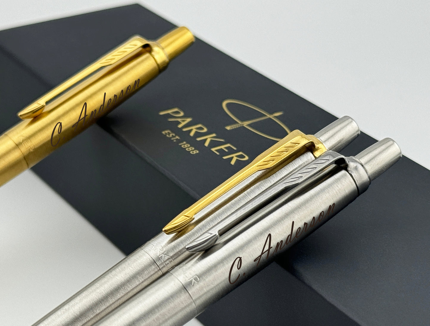 Custom Engraved Parker Jotter Pen in Black Parker Cardboard Box