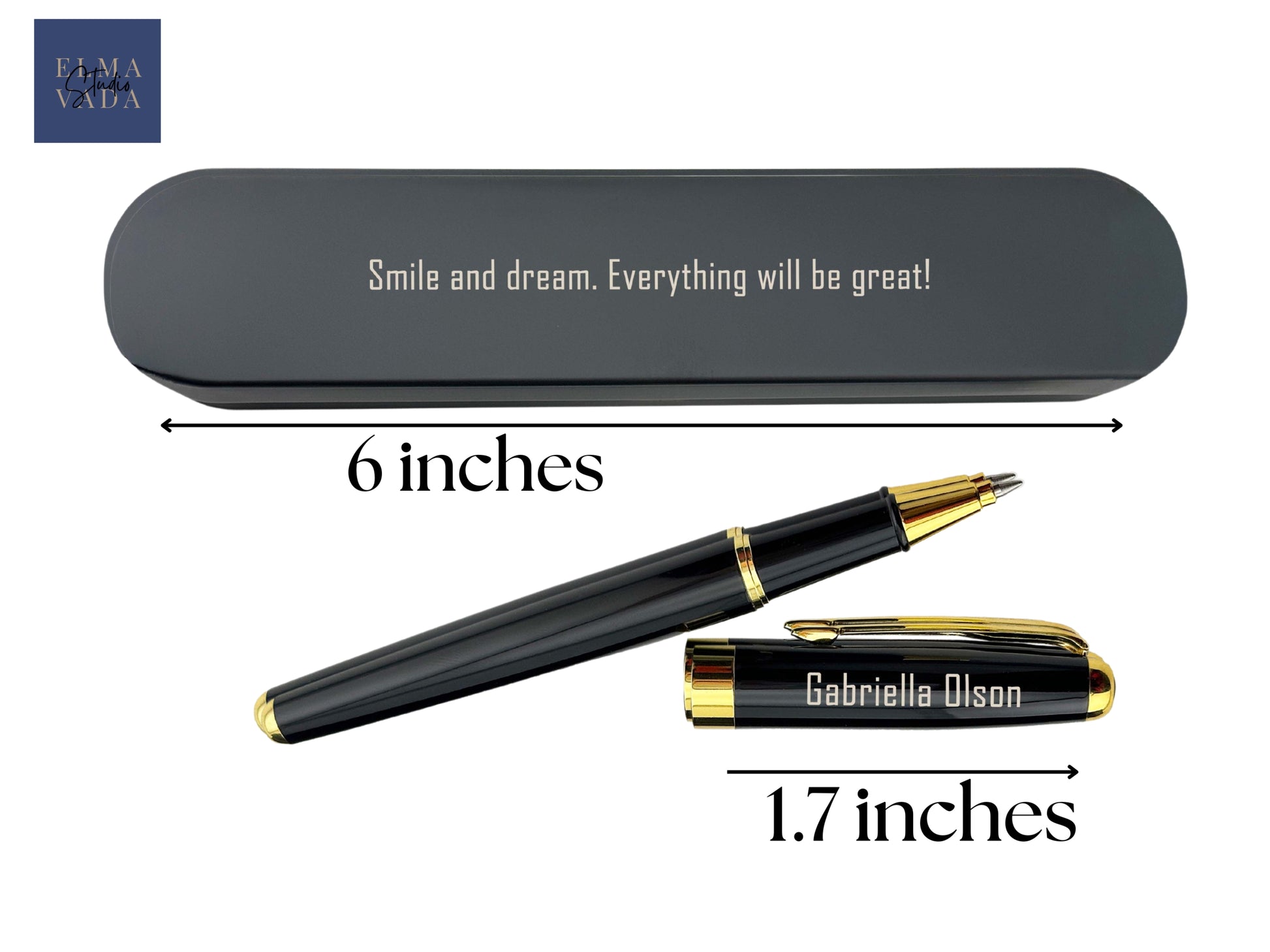 Custom Engraved Roller Pen in Metal Box 