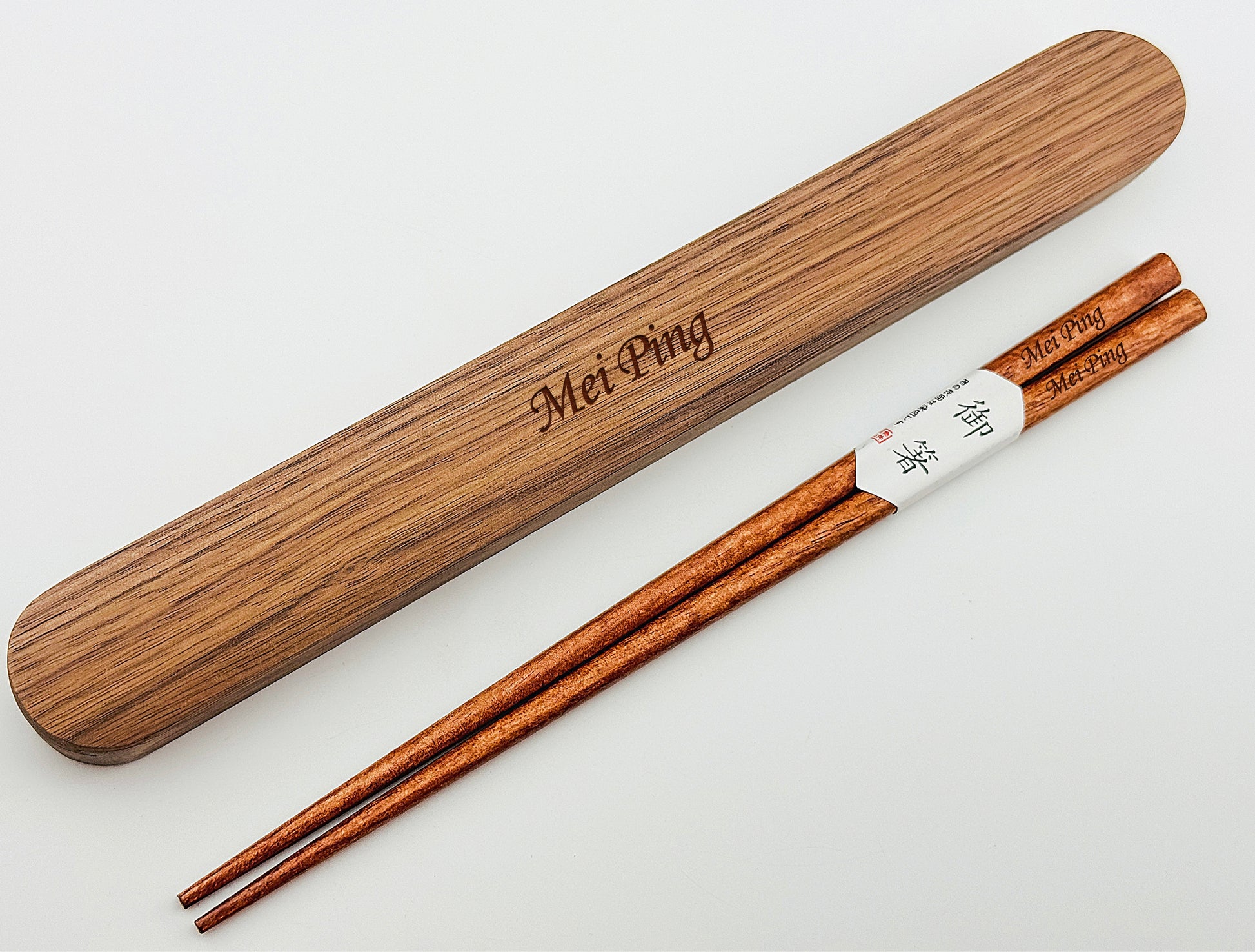 Custom Engraved Walnut Wood Chopsticks in Box 