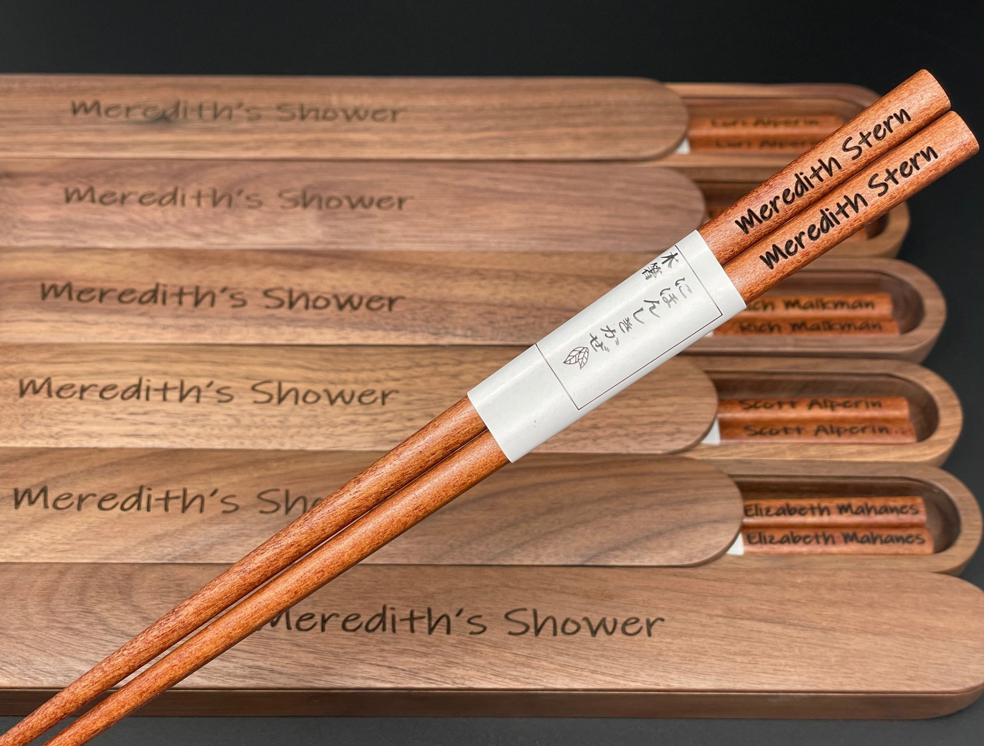 Custom Engraved Walnut Wood Chopsticks in Box 